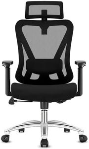 Durrafy Silla de Oficina Ergonómica,Silla de Escritorio con reposacabezas, Apoyo Lumbar, reposabrazos y Ajuste de Altura, Silla Giratoria bloqueable con 90-130°,Capacidad de Peso 150 kg