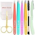 New Style Tweezer Set – Professional Stainless Steel Tweezers, Combo Pack, Multicolored Precision Eyelash and Eyebrow Hair Removal Makeup Tool with Travel Case