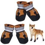 Dricar Dog Boots, Set of 4 Non-Slip Dog Shoes, Boots Waterproof Protective Clothing for Dogs in Sizes Small, Medium and Large (M, Brown)