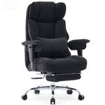 Efomao Desk Office Chair, Big and Tall Fabric Executive Chair with Footrest, High Back Ergonomic Computer Chair, 200KG Heavy Duty Breathable Reclining Plush Padded Desk Chair for Home