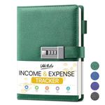 WEMATE Income and Expense Tracker - Accounting Ledger Book with Lock for Small Business, Bookkeeping Record Book 8.6x5.8in (Green)