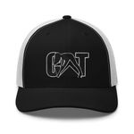 Retro Funny Sexy Cat Girl Caterpillar Woman Camouflage Cuffed Trucker Cap One Size, Black/White