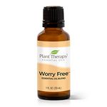 Plant Therapy Worry Free Essential Oil Blend 30 mL (1 oz) Stress & Calming Relief Blend 100% Pure, Undiluted, Natural Aromatherapy, Therapeutic Grade