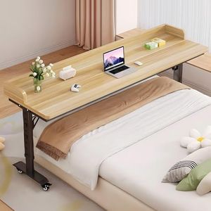 Quvex Overbed Table, Over Bed Table with Wheels, Rolling Over Bed Desk, Overbed Desk Adjustable Height, Giant Portable Mobile Laptop Cart for Computer, Bedroom Work, King Size Beds