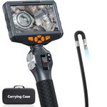 Dual Lens Articulating Borescope Camera, 5 Inch IPS Endoscope Endoscope Camera with Two-Way 210° Articulating Probe, 5FT Borescope Camera with Lights, 3000mAh Battery, 32G TF Card (6.5mm)