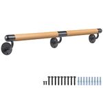 Dolibest 200cm Wooden Handrail, Banister Stair Railing 3.8cm Round Non-Slip Safety Grab Handle Bar Wall Mounted Barrier-Free Staircase Balustrade for Younger and Elder,500lbs,Interior&Outerior Walkway