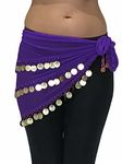 Dancers World Ltd (UK Seller) Adult Size 8-18 Beautiful Triangle Jingly Shimmy Belly Dancing Coin Hip Belts Scarves (Purple Gold)