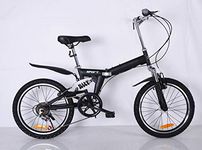 TechStyle Foldable Bike, 20 Inch Comfortable Mobile Portable Compact Lightweight 6 Speed Finish Great Suspension Folding Bike for Men Women - Students and Urban Commuters (Black)