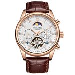 SWAN AND EDGAR Complexity - Automatic Watch for Mens | Moon Face & Open Heart Skeleton Dial | Stainless Steel Case, Sapphire Crystal, Genuine Leather Strap, 30M Water Resistant