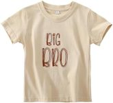 Big Brother T Shirt for Toddler Boy Announcement T-Shirt Sibling Reveal Embroidery Outfit Clothes 1t-5t, Short Sleeve Apricot, 18 Months