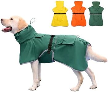 KOOGAL Reflective Dog Raincoat Waterproof Adjustable Dog Hooded Poncho Raincoat for Medium Large Dogs, Lightweight Pet Rain Jacket(Green, 4XL)