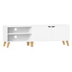 VASAGLE TV Cabinet, 160 cm Long TV Stand with 2 Doors, Adjustable Shelves, for TVs up to 65 Inches, TV Table, for Living Room, Dining Room, Bedroom, Snow White LTV030W01