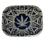 Rolling Tray - Metal Rolling Tray - Tobacco Smoking Accessories Rolling Tray Smoking Tray (Black and gold)