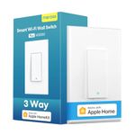 meross 3-Way Smart Single Pole Light Switch, Neutral Wire Required, Remote and Voice Control, Compatible with Apple HomeKit, Alexa, Google Home and SmartThings, 2.4GHz Wi-Fi Required