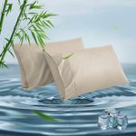 Standard Pillowcases, Cooling Viscose from Bamboo Pillow Covers with Envelope Closure, Soft Moisture-Wicking for Hot Sleepers, Hair and Skin-Friendly, Light Khaki, 2 Pack