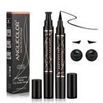 Anglicolor 2 Pack Eyeliner Stamp, Winged Eyeliner Stamp, Long Lasting Liquid Stamp Eye Liner Pen Dual Ended Pencil, Waterproof Liquid Eye Liner For Women Christmas Gift (01-Black)