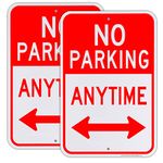 2Pack No Parking Anytime Sign with Arrows,18 x 12 Inches