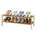 kiplant Long Shoe Rack, 2-Tier Bamboo Wood Shoe Rack, Stackable Shoe Rack for Closet, Entryway & Hallway