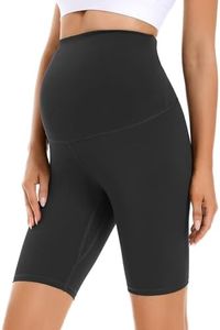 Foucome Maternity Shorts Over Bump Pregnancy Biker Cycling Shorts Yoga Workout Gym Active Running Short Pants Black Medium