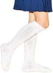 VeaRin Girls Kids Knee High Socks School Uniform Seamless Socks pack of 3, White, 6 Years