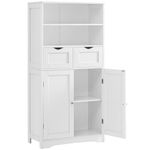 Tall Bathroom Cabinet, Storage Cabinet with 2 Drawers & Adjustable Shelves, Bathroom Storage Cabinet for Living Room, Dining Room, Entryway, White
