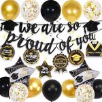 Graduation Decorations Class of 2024 with We Are So Proud of You Banner and Graduation Balloons, Hanging Swirls and Graduation Party Cards, Congratulations Banner for 2024 Graduation Party Decorations