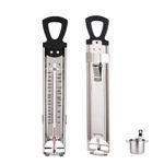 Candy Thermometer Deep Fry/Jam/Sugar/Syrup/Jelly Thermometer with Hanging Hook & Pot Clip Stainless Steel Cooking Food Thermometer Quick Reference Temperature Guide,Black