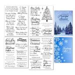 Arbuya 4 Sheets/Lot Christmas Sentiment Clear Stamps for Card Making Christmas Sayings Silicone Stamp Winter Blessing Words Verses Rubber Stamps for Holiday Cards Gift Tags DIY Paper Crafting