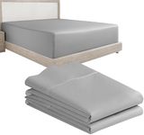 California Design Den 3-Piece Bundle - Fitted Sheet with 2 Pillowcases, 400 Thread Count 100% Cotton Sateen, Deep Pockets (Full Size, Light Grey)