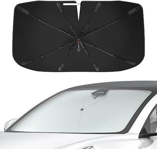 Nmoiss [2023 Upgrade] Sun Shade Umbrella for Car Windshield - [Newest Reflective Coating] Protect Car from Sun Rays & Heat Damage Keep Cool and Protect Interior, Leather Umbrella Edge