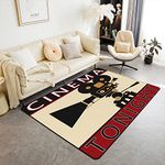 Movie Theater Indoor Floor Mat Camera Cinema Poster Director Print Decor Carpet, for Vintage Old Fashion Home Decor Living Room Rugs Area Rug 3'x5'