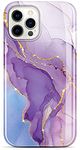 BAISRKE Compatible with iPhone 12 Case,iPhone 12 Pro Case Gold Sparkle Glitter Marble for Girly Women,Shockproof Flexible Bumper Soft TPU Cover for Phone Case 6.1 inch 2020 - Purple