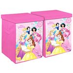 Kuber Industries Disney Princess Print Laundry Basket|Foldable Clothes Hamper|Storage Basket For Toys,Books With Handle & Lid,60 Ltr.Pack of 2 (Pink)