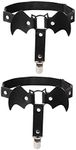 alisikee 2pcs Adjustable Bat-Shaped Leg Garter with Anti-Slip Clips, Elastic Gothic Thigh Ring Garter for Women and Girls, Black Garter, One Size