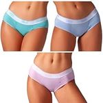 Bambody Absorbent Hipster: Sporty Period Panties | Protective Active Wear Underwear - 3 Pack: Pink-Blue-Green - X-Large