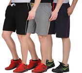 CHECKERSBAY Men's Cotton Shorts(3S-00-BLCHNA Black,Charcoal Melange,Navy) Pack of 3 (Medium)