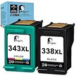 Penguin 338 343 Printer Ink Cartridge Replacement for HP 338 343 Compatible with HP Photosmart 2610 2710 Deskjet 460 9800 Officejet 212 5740 6210 100 150 PSC 1610 2355 2575 Black and Colour Combo pack