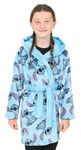 Girls Lilo and Stitch Blue Fleece Dressing Gown Fleece Hooded Kids Robe (13-14 Years)