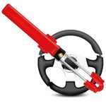 GADLANE Twin Bar Steering Wheel Lock - High Visibility Car Lock Anti-Theft Device, Car Steering Lock Suitable Car Security for Car, Van & Caravan with 2 Keys - Strong Car Lock Steering Wheel (Red)