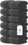 White Classic Luxury Charcoal Hand Towels - Soft 100% Turkish Cotton | Highly Absorbent Hotel spa Bathroom Towel Collection | 16x30 Inch | Set of 6