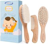 Baby Hair Brush & Comb Set, Organic Wooden Hairbrush Natural Goat Bristles 3-Piece for Newborns & Toddlers, Ideal for Cradle Cap & Itching, Perfect Shower and Registry Gift for Infant, Toddler, Kids