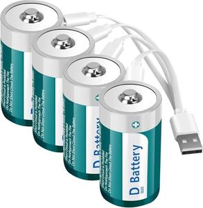 Fitinoch Rechargeable D Size Batteries with USB-C 4 in 1 Charging Cable, 1.5v Lithium D Cell Battery 5600mWh 4 Pack