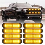 Xprite Emergency Strobe Lights Kit,Amber 12 LED Surface Flush Mount Side Marker Grill Grille Hazard Warning Flashing Light Head for Trucks Vehicles Snowplow ATV Off-Road Cars- 8PCS