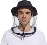 Mosquito Net Hat - Bug Cap UPF 50+ Sun Protection with Hidden Netting Outdoors for Men and Women Black