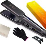 ANGENIL Argan Oil Flat Iron Hair Straightener, Dual Voltage Hair Straightener and Curler 2-in-1, Professional Hair Curler, 1.6 Inch Anti Static Flat Iron with Floating Ceramic Plates, Fast Heating