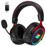 Ozeino Wireless Gaming Headset, 2.4 GHz Lossless Connection, 7.1 Surround Sound, Bluetooth Gaming Headphones with Detachable ENC Noise Canceling Mic, 45-Hour Battery for Ps5, Ps4, PC, Laptop, Switch