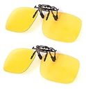 BLUE CUT Clip on Polarized Night vision Glasses Flip up Sunglasses UV-400 to Wear Over prescription Glasses for night driving