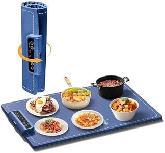 PROSFIA Electric Warming Tray - Full Surface Heating,Rollable & Portable - 3 Temperature Settings & Fast Heating，Food Warmer Rolling Silicone Mat for Gatherings,Parties, Buffet,Everyday Use (Blue)