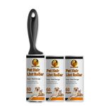 Foodie Puppies Pet Hair Remover Lint Roller with Handle and 2 Refills (180 Sheets) - Hair Remover for Dogs and Cats, Ideal for Clothes, Furniture, Coats, Car Seats, Carpets, Fabric, and Dust Cleaning