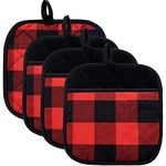 Joyhalo 4 Pack Christmas Pot Holders Buffalo Plaid, Pot Holders for Kitchen Heat Resistant Potholder, Pot Holder, Hot Pads for Kitchen for Cooking and Baking